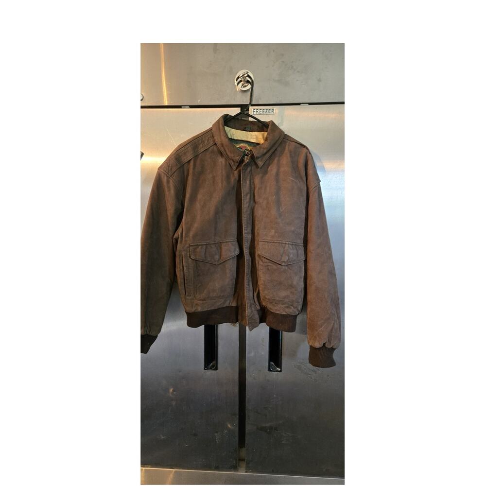 G-III Brown Suede Leather Bomber Jacket Men's Size Medium Vintage 90's
